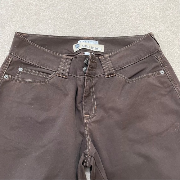 GAP Vintage Brown Stretch Cuffed Capri /Cropped Jeans - 10 Y2K - Picture 2 of 11